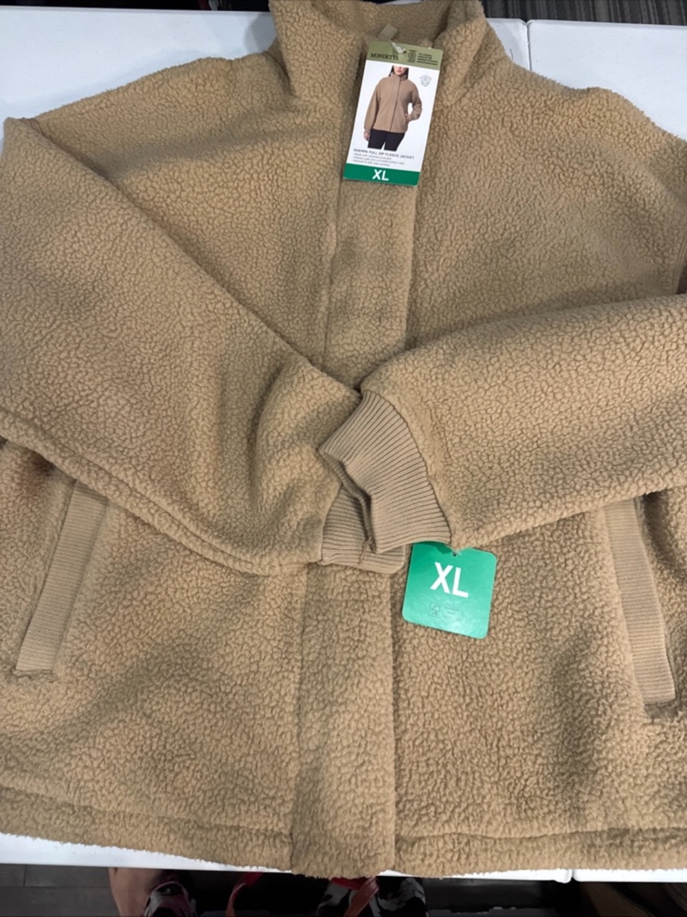Mondetta XL Camel Teddy Sherpa Zip Jacket-NWT